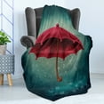 thumbnail image 4 of Winter Soft Flannel Fleece Throw Blanket, Retro Wooden Handle Under Fall Rainfall Torrent of Rain Urban Image Art Print, Cozy Plush for Indoor and Outdoor Use, 50" x 70", Teal, by Ambesonne, 4 of 5