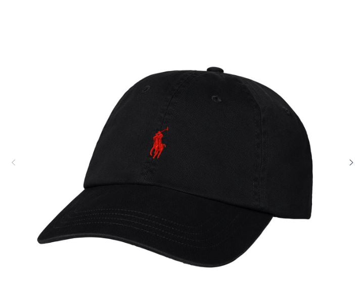 black red polo hat