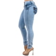 thumbnail image 6 of Moda Xpress Women's Juniors Butt Lifting Mid Rise Stretch Skinny Jeans Acid Wash 10924N, 6 of 6