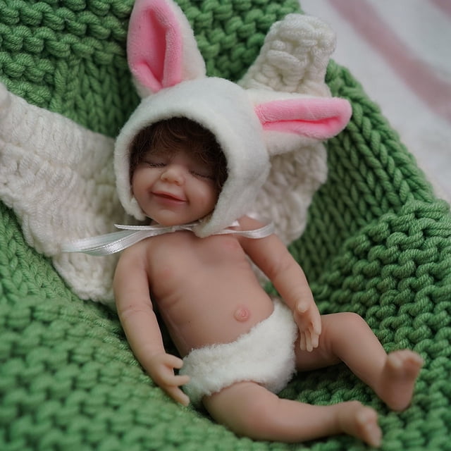 Muñeca de simulación realista de 6 pulgadas, muñeca de renacimiento de silicona sólida suave, regalo de mano mostrable de abril