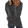 thumbnail image 1 of Bellella Chandails en Molleton à Capuche pour Femmes, Fermeture Éclair, Manches Longues, Veste Confortable à Cordon, Gris Foncé m, 1 of 2