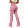 thumbnail image 2 of Ovbmpzd Flare Women’s Yoga Pants Ladies Pink Petite Leggings Casual Mid Waist Long Leggings,XXL, 2 of 6