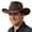Coffee, variant on Classic Wool Fedora Hat with Leather Band Roll Up Wide Brim Western Cowboy Hat for Men Women