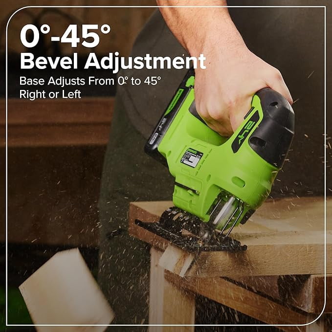 Greenworks 24V Brushless Cordless 1" Jig Saw (3,000 SPM / 4 Settings/Bevel 0°-45°/ LED Light), Battery and Charger Sold Separately