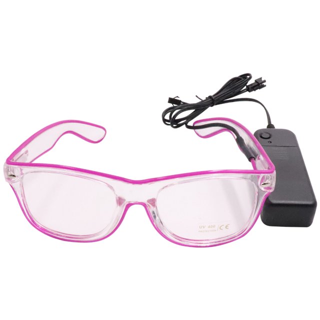 YJ004 LED Party Glasses - Transparent Frame, 10 EL Cold Light Colors, 4 Modes (Constant/Slow Flash/Burst Flash/Off) - Ergonomic Design, Battery Pack Included (Batteries Not Supplied) - Ideal for