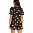 thumbnail image 3 of Soft Smooth Milk Silk Halloween Pajamas for Women Adorable Pumpkin Ghost Graphic Lapel Short Sleeve Two Piece Set Loose Casual Shorts Loungewear All Season Nightwear, 3 of 6