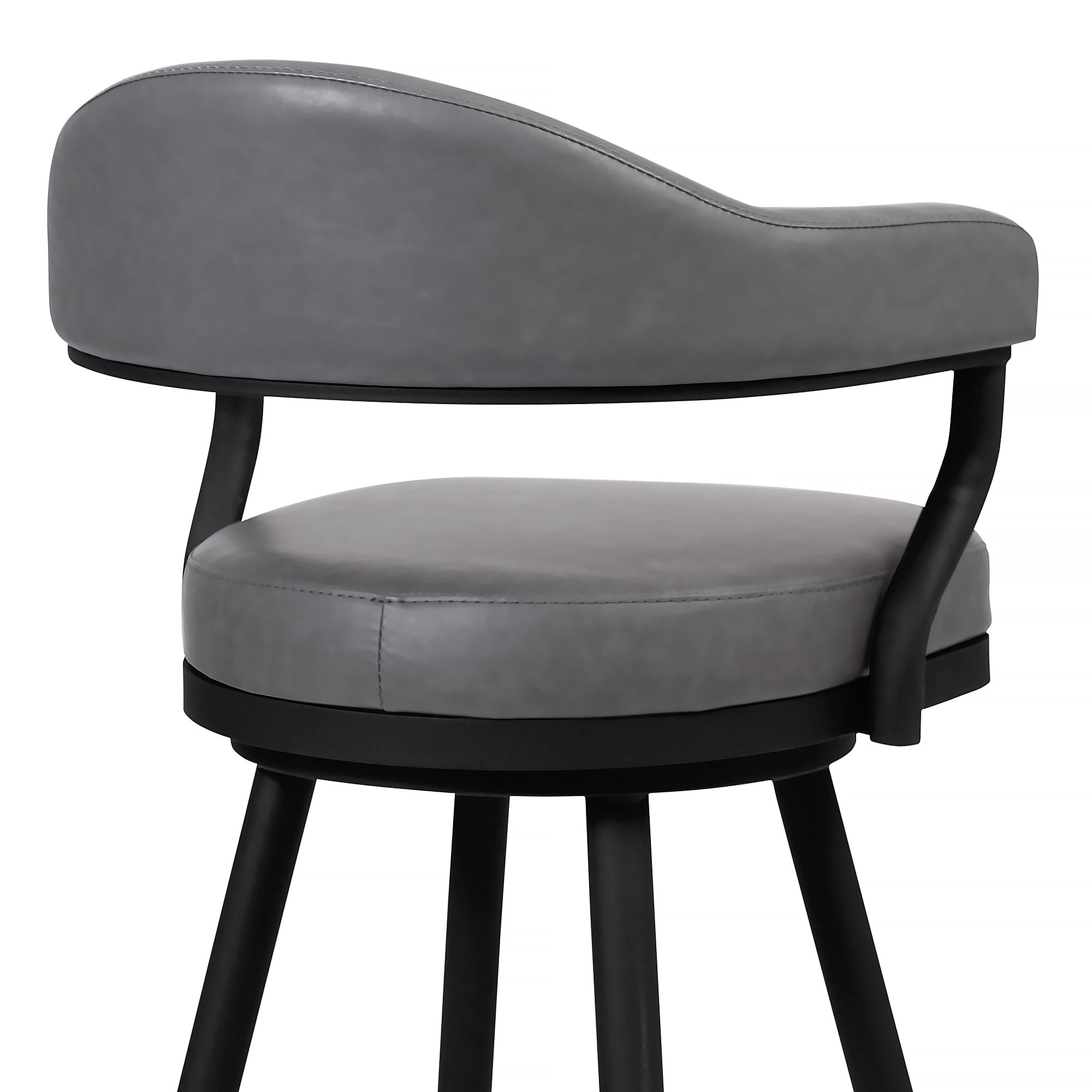 Armen Living Justin 30" Modern Metal Swivel Bar Stool in Black/Vintage Gray