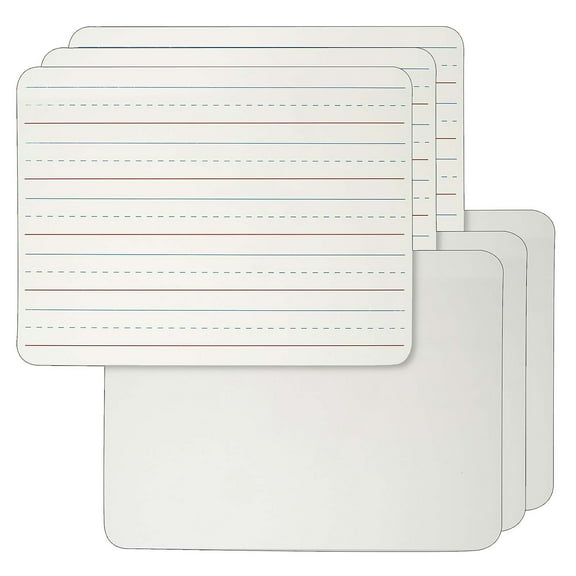 Charles Leonard Dry Erase Board, 2 Sided Lined and Plain, 9 Inch x 12 Inch, 6 Count
