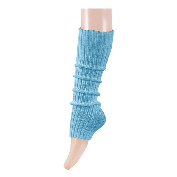 Tao Tao Women Knit Leg Warmers 80s Eighty's Ribbed Solid Color Leg Warmers for Party Sports Light Blue 40CM