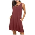 thumbnail image 2 of HIMIWAY Summer Dresses for Women 2023 Women's Fashion Summer Mini Sleeveless V-neck Cross Hollowed Out with Belt Dress Pink XL, 2 of 7