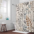 thumbnail image 6 of Vintage Pastoral Leaves Shower Curtain for Bathroom Decor, Brown Leaf Farmhouse Linen Texture Waterproof Fabric Shower Curtain, 48"x72" Set with 12 Hooks, 6 of 9