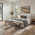 thumbnail image 2 of 5x7 Washable Rug Non Slip Backing Low Pile Lightweight Print Pattern for Bedroom and Living Room, Machine Washable Indoor Area Rugs Horizon Lines Dusty Beige, 2 of 6