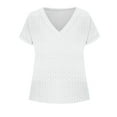 thumbnail image 6 of Womens Summer V-neck Tops Rolled Short Dolman Sleeve Tee Shirts Plain Tshirt Casual Fashion Clothes (M, White), 6 of 6
