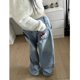 thumbnail image 5 of Hello Kitty Sanrio Y2k pantalones vaqueros Retro Bordado de letras pantalones vaqueros de cintura alta pantalones de pierna ancha sueltos pantalones informales para mujer, 5 of 5