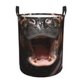 thumbnail image 1 of Balery Playful Baby Hippo Splash Cesta de ropa redonda con asas, impermeable, independiente, para ropa, juguetes, dormitorio y familia-Medium, 1 of 6