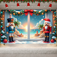 thumbnail image 5 of Nutcracker Soldiers Christmas Banner Palm Trees Beach Christmas Backdrop Snow Flakes Festive Lights Winter Holiday Background for Christmas Party Home Decoration Photo Prop, 5 of 9
