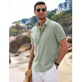 thumbnail image 3 of COOFANDY Men's Casual Button Down Shirts Linen Untucked Business Fitted Casual Shirt Short Sleeve, 3 of 11