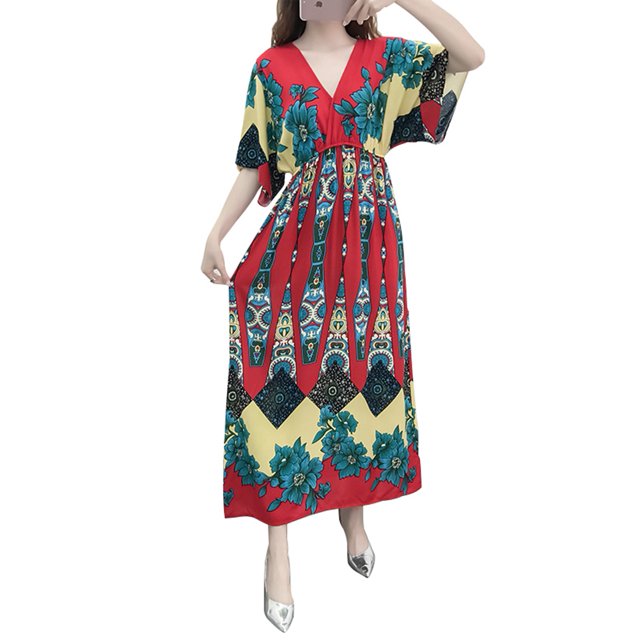 Vestido de mujer, vestido de mujer de manga corta con escote en V, vestido de manga corta, máxima eficiencia