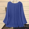 thumbnail image 6 of YFNNUP Womens Summer Cotton Linen Tops Casual 3/4 Length Sleeve Tunic Tops Loose Fit Work Blouse Casual Going Out Shirts, 6 of 7