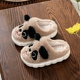 thumbnail image 2 of UngA Toddler Kids Slippers Cute Animal Cartoon Shoes Girls Boys Warm Fleece Winter Household Slippers Brown,3.5(Toddler/Little Kid/Big Kid), 2 of 7