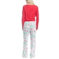 thumbnail image 6 of Goodnight Kiss Women's 3 Piece Pajama Set - Matching Slippers, Long Sleeve T-Shirt and Sleep Pants, Red/Santa, XL, 6 of 6