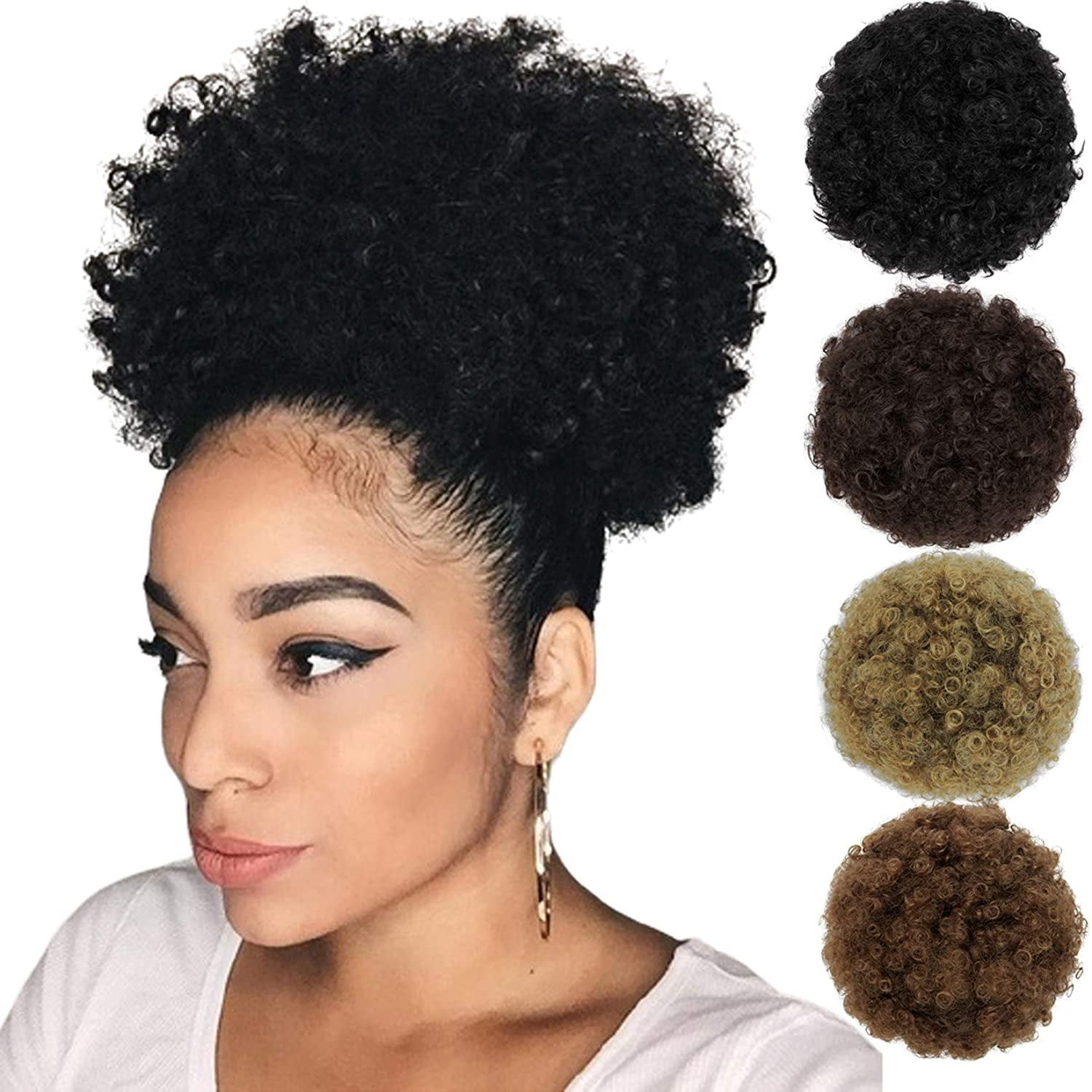 Synthetic Afro Puffs Drawatring Ponytail Bun Hair Extensions Kinky Curly Ponytail Hairpieces Black Dark | Walmart Canada Synthetic Afro Puffs Drawatring Ponytail Bun Hair Extensions Kinky Curly Ponytail Hairpieces Black Dark | Walmart Canada