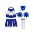 thumbnail image 3 of Zaldita Women's 5Pcs Cheerleading Team Uniform Outfits Cheer Leader Skirts Set for Club Party Holiday Blue A S, 3 of 5