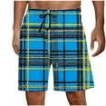 thumbnail image 2 of Ceisia Men's Gift Relaxed Knee-Length Plaid Shorts Elastic Waist Drawstring Purple-Black Multi-Color, 2 of 5