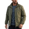 thumbnail image 2 of WIZUTIZ Men's Outdoor Jacket Solid Color Zipper Pocket Stand Collar Long Sleeve Windproof Polyester Multi-Pocket Coat for Mountaineering Riding Hiking Daily Mens Fashion, 2 of 9