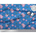 thumbnail image 3 of Soimoi Blue Cotton Duck Fabric Leaves & Ranunculus Floral Print Fabric by the Yard 44 Inch Wide, 3 of 3