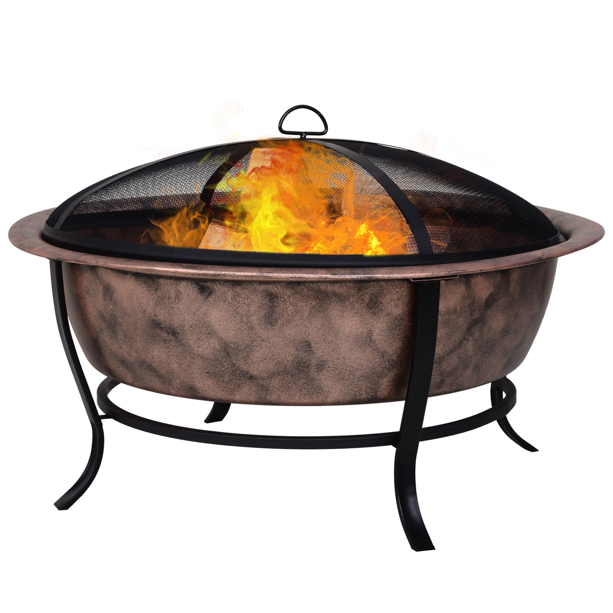 Outsunny Black Rustic Cauldron Style, Hampton Bay Fire Pit Cover