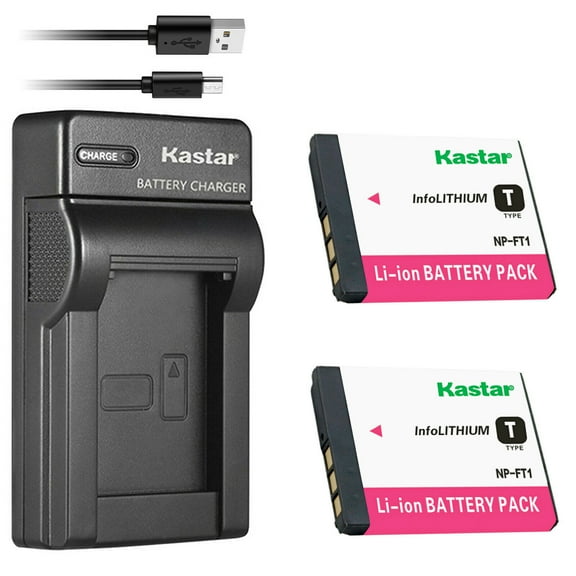 Kastar 2-Pack NP-FT1 Battery and Slim USB Charger Replacement for Sony Cyber-shot DSC-T11, Cyber-shot DSC-T33, Cyber-shot DSC-L1, Cyber-shot DSC-L1/B, Cyber-shot DSC-L1/L, Cyber-shot DSC-L1/LJ Camera