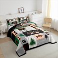 thumbnail image 3 of Ensemble de Douillette Moose Lodge Format Simple 2 Pcs, Ensemble de Literie Aventure Rustique Ferme Bateau Achigan, Ensemble de Courtepointe Patchwork Rétro Carreaux Rayures Brun Gris Noir pour Chambre d'Enfant, 1 Taie d'Oreiller, 3 of 6