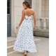 thumbnail image 3 of Vestido largo HTZMO para mujer, estampado floral, cuello en V, azul M, 3 of 7