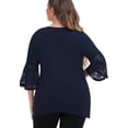 thumbnail image 5 of Daystry Women's Plus Size Top 3/4 Sleeve Shirt Dressy Tunic Blouse Navy Blue-1X, 5 of 10