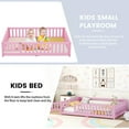 thumbnail image 5 of DEALTOPS Full Size Floor Bed with Safety Guardrails and Door Montessori Wood Bed Frame for Kids, Pink, 5 of 9