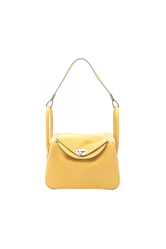 Pre-Owned Hermes Herms Lindy 26 Shoulder Bag, Leather, Evercolor, Women's, Yellow