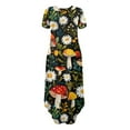 thumbnail image 5 of Yuyamidu Mushroom V Neck Dress Daisy Summer Casual Dress Loose Short Sleeve Long T-Shirt Dress Split Maxi Dress Comfort Daily Wear Clothes for Women Plus Size XL, 5 of 7