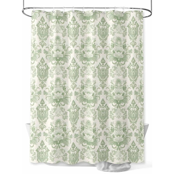 Fsddascl Green Boho Floral Shower Curtain Set - Small 36" x 72" Washable Bathtub Curtain with 12 Hooks, Vintage Ethnic Tribe Abstract Art Waterproof Fabric Stall Shower Curtains for Bathroom/Bathtub