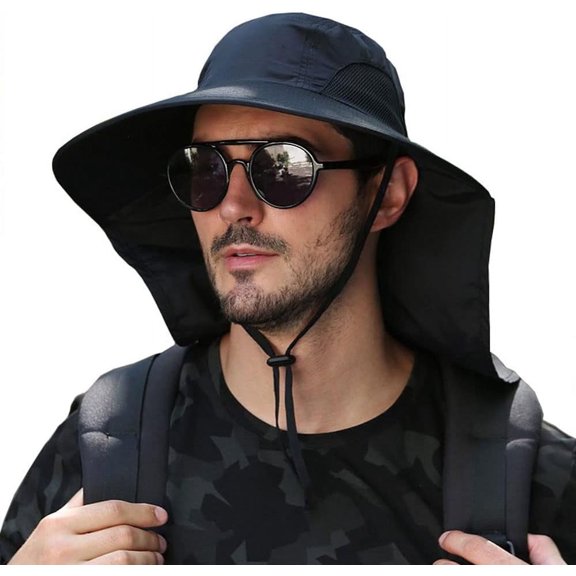 Sun Protection Hats for Men Women Wide Brim Fishing Hats with Neck Flap Quick Dry Breatha Safari Hiking Cap