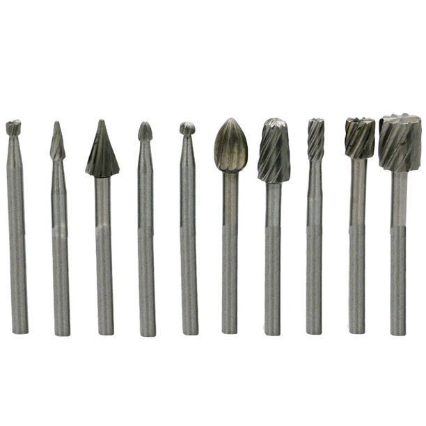KAKOWELY 10Ud Herramientas Rotativas Plata Para Taladro Corte Y Esculpido De Madera