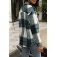 thumbnail image 4 of HSHDLDF Womens Casual Plaid Shacket Button Down Long Sleeve Shirt, 4 of 6