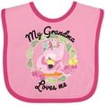 thumbnail image 3 of Inktastic Baby Flamingo My Grandma Loves Me with Flower Wreath Boys or Girls Baby Bib, 3 of 4