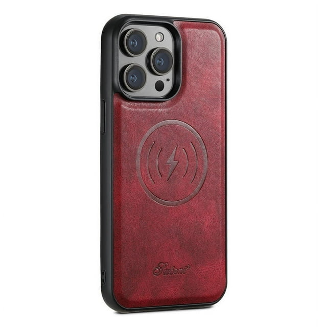 Magsafe Magnetic 2 In 1 Detachable Wallet Leather Case For iPhone 12 13 14 15 16 Pro Max Plus Shockproof Holder Cover Alone Case Red For iPhone 14Pro Max