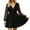 Black, variant on GDREDA Elegant Mesh Sleeve Casual Dress With Gold Splatter Design Stylish Collar Flowy Mid Length Party And Daily Wear Attire For Women Black,S