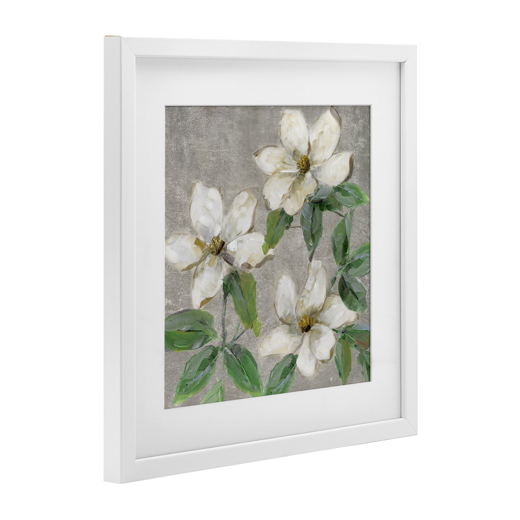 Stupell Industries Ivory Magnolia Trio White Framed Print Under Glass, design by Sally Swatland