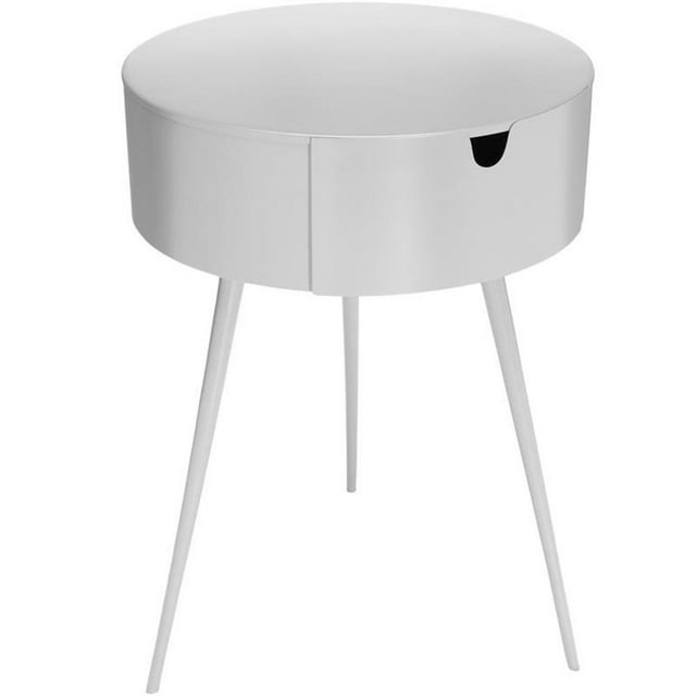 Pemberly Row Table de Nuit Contemporaine en Métal Blanc avec 1 Tiroir de Rangement