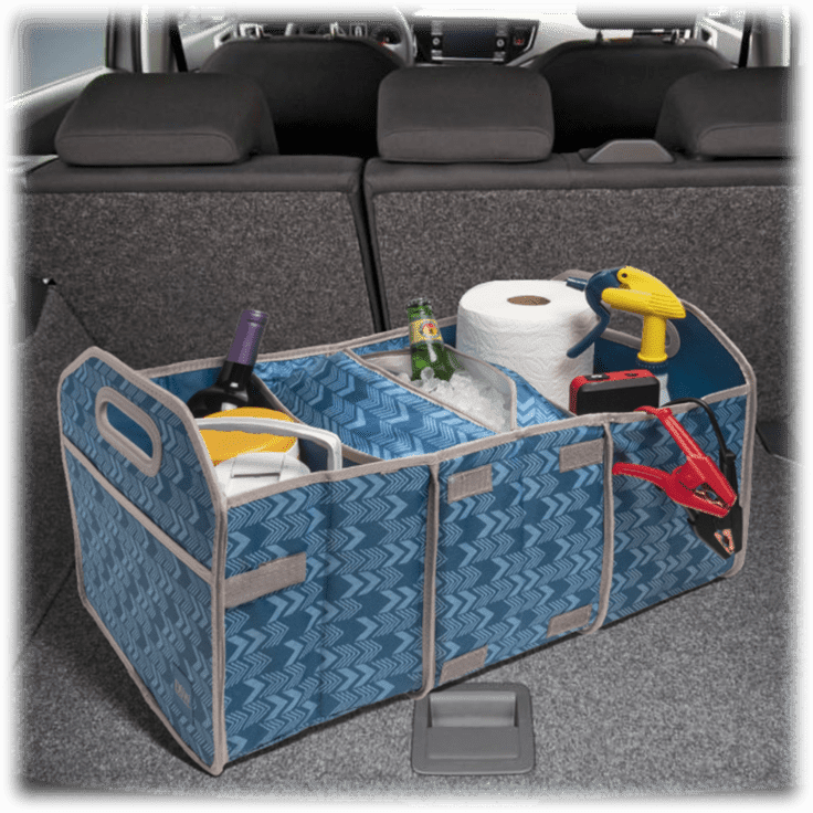 3 Section Trunk Organizer Storage Box with Insulated Cooler BagFolding