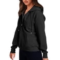 thumbnail image 6 of Qwertyu Women's Oversized Zip Up Hoodie Lightweight Thin Long Sleeve Hooded Sweatshirt with Pockets Black L, 6 of 8