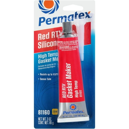 Permatex 81160 Hi-Temp Red Form-A-Gasket Silicone Sealant. 3 oz.